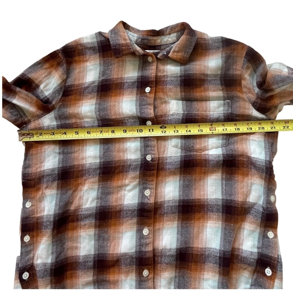 Madewell plaid flannel Button down shirt women's‎ small 100% cotton brown cream - Picture 13 of 13
